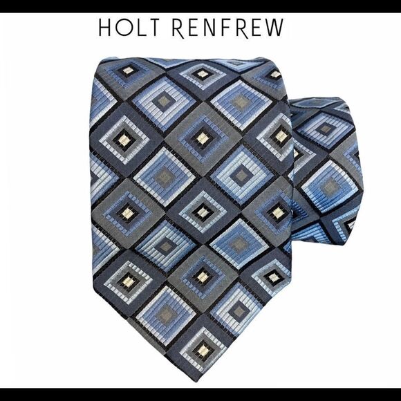HOLT renfrew Blue Gray 100% Silk Tie - Picture 4 of 4